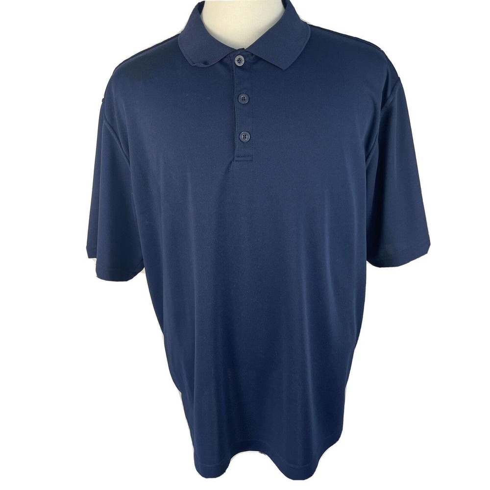 BAW 2XL Navy Royal Eco Cool Tek Short Sleeve Polo Athletic Wear Mens Golf Rugby